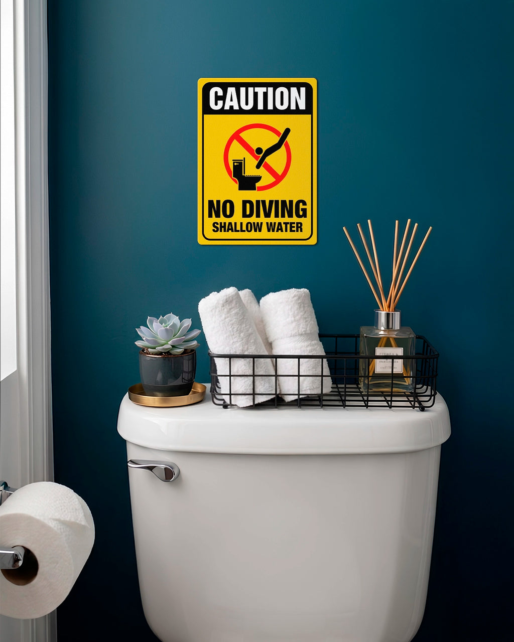 No Diving – Shallow Water Bathroom Sign