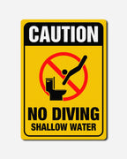 No Diving – Shallow Water Bathroom Sign